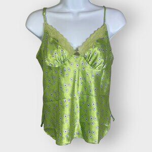 Vtg Y2K Lovable Babydoll Cami | Satin Lace Trim Daisy | Forest Fairy Whimsical